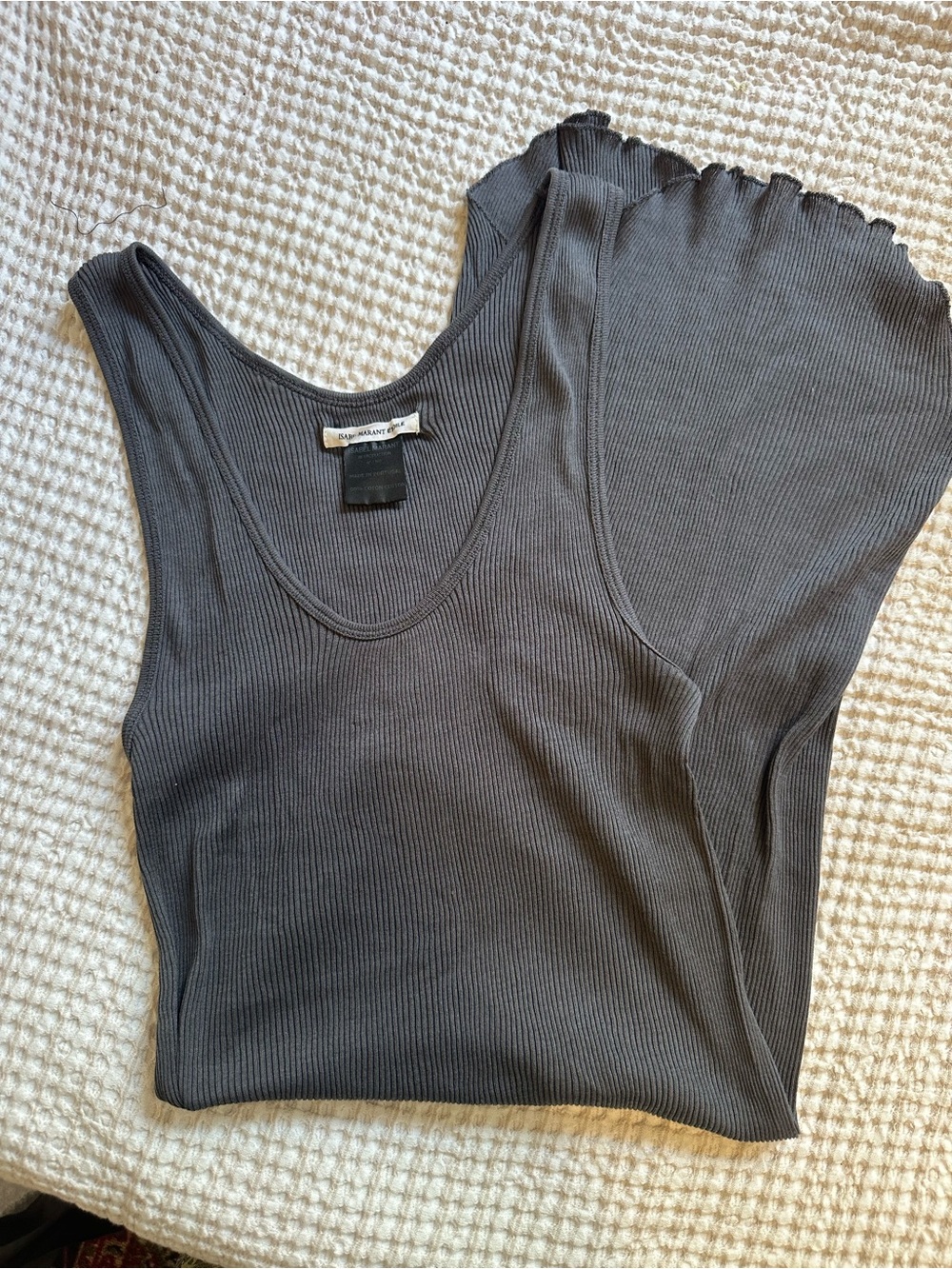 Isabel Marant Ribbed Scoop Neck Tank Top in Charcoal